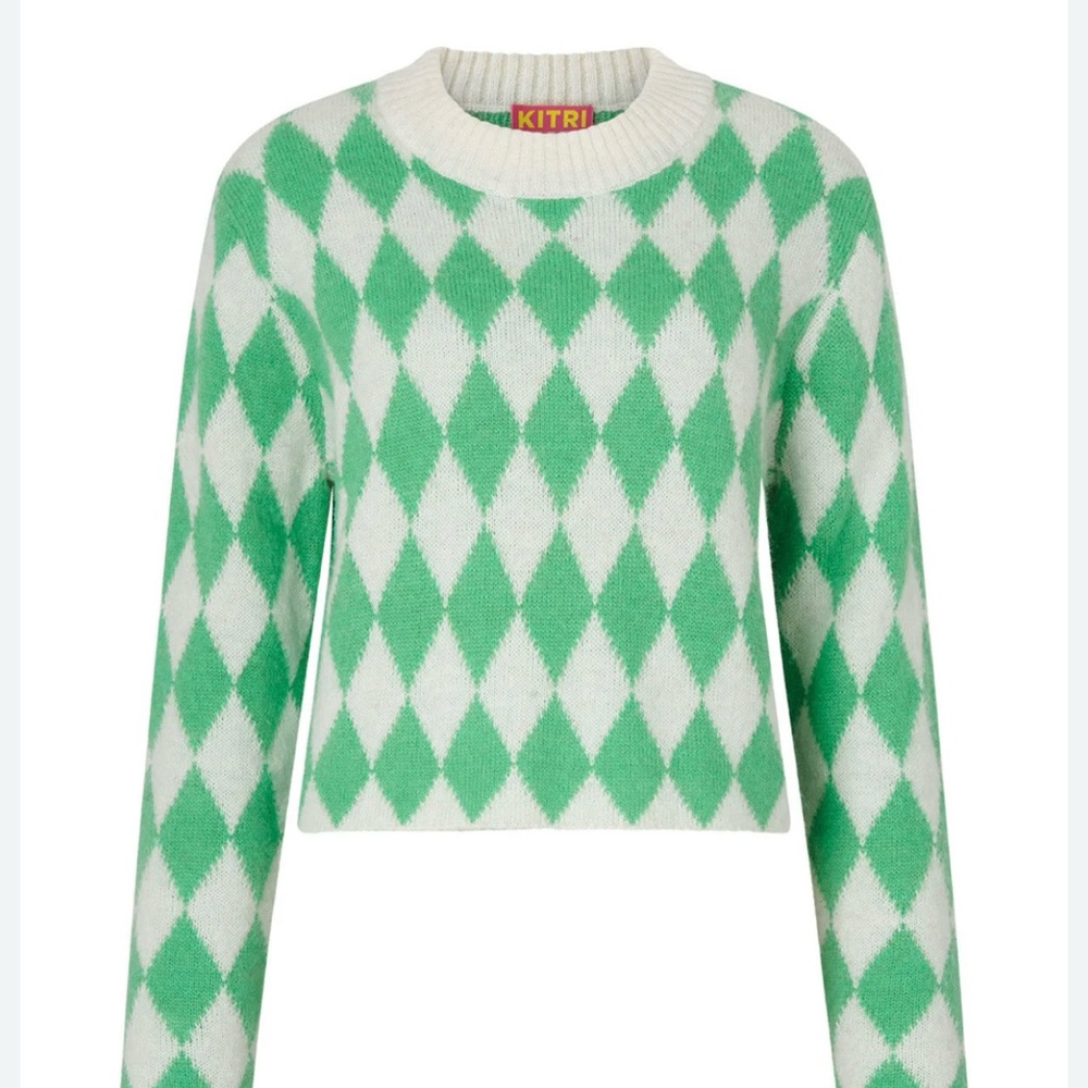 KITRI Rory Green Diamond Checker Sweater - Picture 7 of 9